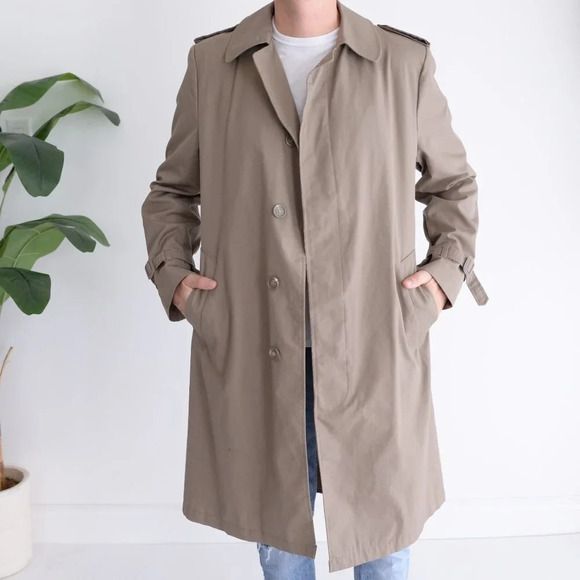 Tip Top Vintage Beige Trench Coat Henley Edition w/  Plaid Liner ~Beige ~Size 40 - Picture 3 of 14